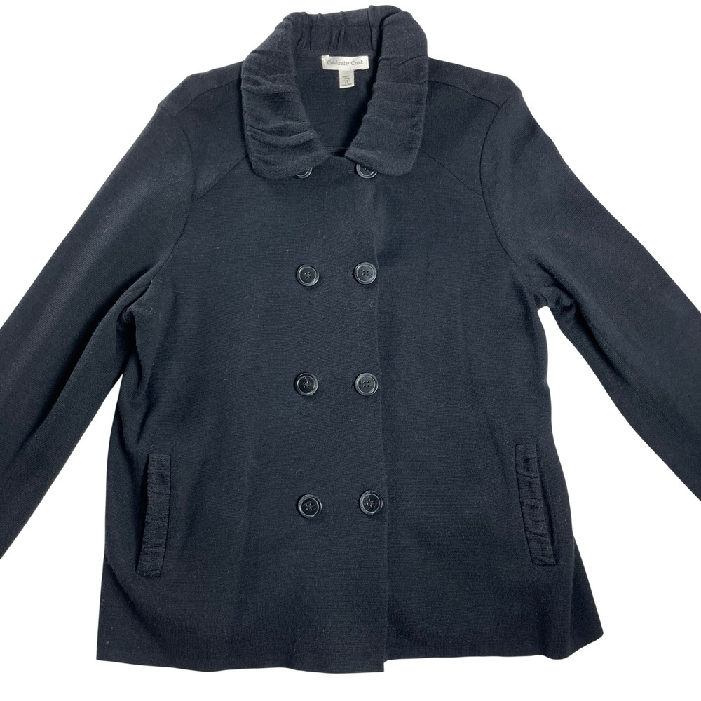Coldwater Creek Black Wool Blend Knit Peacoat Jacket 1X 16W